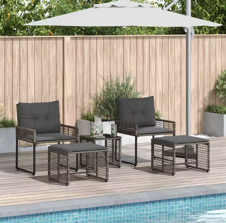 sklum es Salon de Jardin Moderne en Polyrotin et Bois d’Acacia