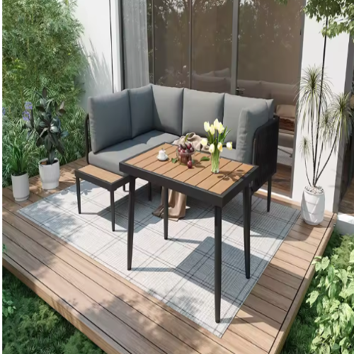sklum es Salon de Jardin d’Angle avec Table à Manger
