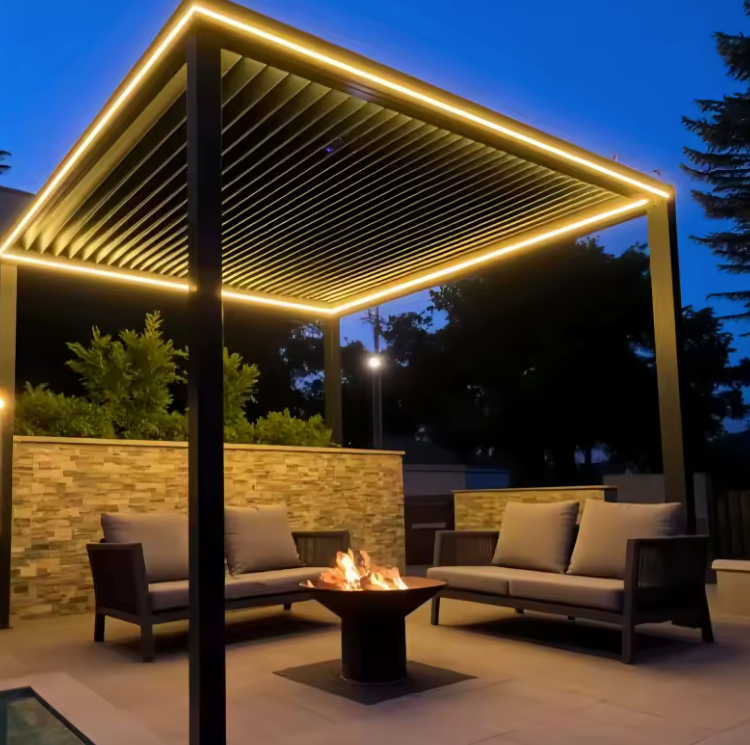 sklum es Pergola Bioclimatique Moderne avec Toit Motorisé et LED